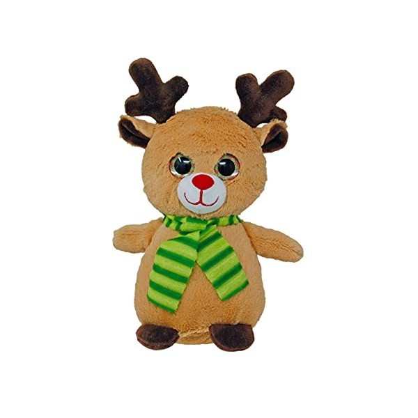 Doudou de Noël en peluche au choix - Élan, ours ou pingouin - 23 cm - Avec écharpe - Poupée délan de Noël - Renne - Cadeau -