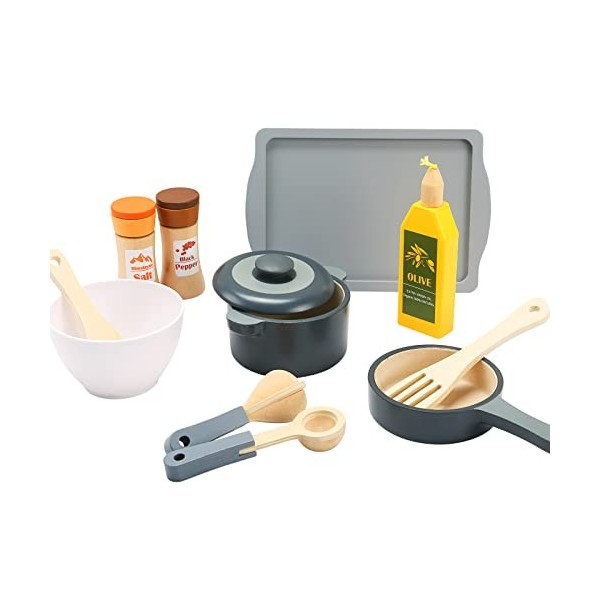 Ensemble De Chef Pour Enfants - Tablier, Toque, Rouleau à Pâtisserie, Fouet, Moules à Gâteaux, Cuillère, Tampon, Jeu De Rôle Cuisine