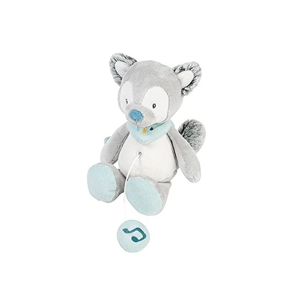 NATTOU Mini Peluche Musicale Loup, Berceuse La-Le-Lu, Hauteur : 22 cm, Tim et Tiloo, Gris, 498081