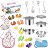 Accessoire Cuisine Enfant, 30PCS Daccessoires de Cuisine pour Enfants avec Casseroles et Poêles en Acier Inoxydable, Accesso