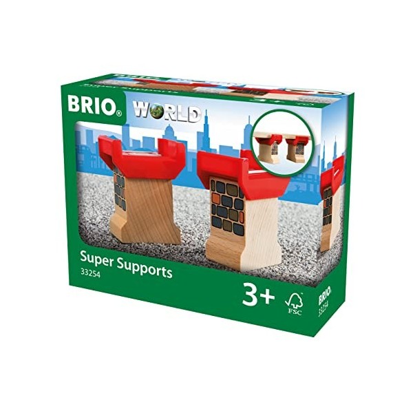 BRIO World - 33254 - Supports de Pont - Accessoire pour circuit de train en bois - Jouet pour garçons et filles à partir de 3