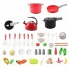 Accessoire Cuisine Enfant, 41 Pièces Kit Jouet Cuisine pour Enfants, Ustensile Cuisine Enfant, Enfant Légumes Fruits Jouet à 