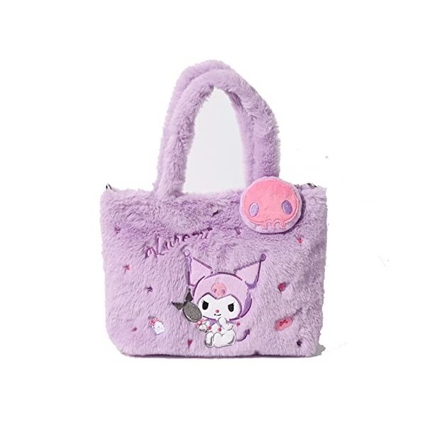 IMPLUG Sac fourre-tout en peluche for filles mignonnes, sac à lunch My Melody Cinnamoroll Pochacco Kuromi, sac à lunch Color