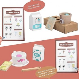 Giant Bean Machine a Cafe Enfant, 15 Pièces Cuisine Enfant en Bois Kit, Accessoires de Cuisine de Jeu, Set de Jeux de Simulat