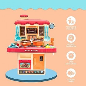 Cuisine Enfant Macaron,Ensemble de Jouets de Cuisine Pour Enfants,Mini Cuisine Entièrement équipée avec Lumières Réalistes, S