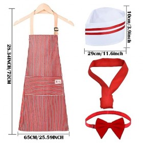 4 PièCes Tablier De Cuisine Pour Enfants,Tablier De Cuisine De Cuisine,Tablier Pour Enfants Et Toque De Chef,Toque De Chef, T