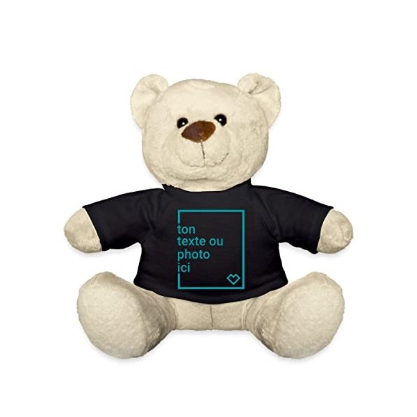 Spreadshirt Créez Votre Propre Nounours Personnalisé avec Texte ou Photo Imprimée Nounours, Taille Unique, Blanc