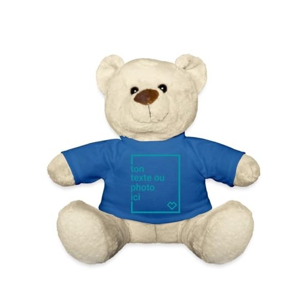 Spreadshirt Créez Votre Propre Nounours Personnalisé avec Texte ou Photo Imprimée Nounours, Taille Unique, Blanc