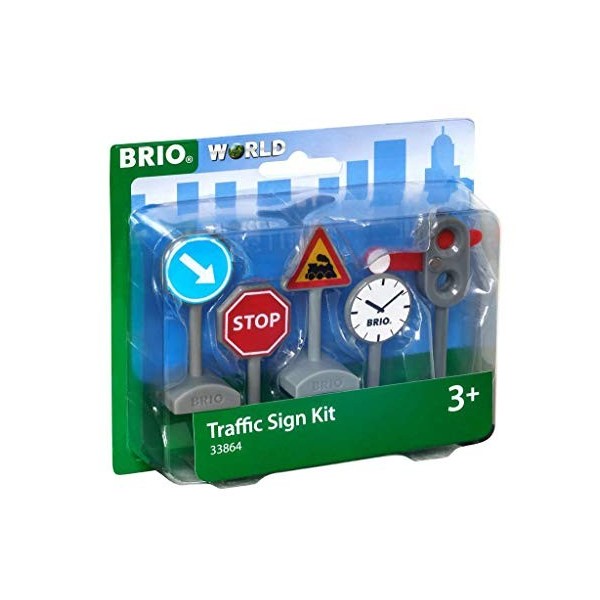 Brio World -33864 - Panneaux de Signalisation - Accessoire pour circuit de train en bois et circuit de voiture - Jouet pour g