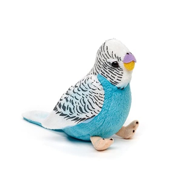 Uni-Toys - Perruche ondulée Bleue avec Voix gazouillante - 12 cm Hauteur - Oiseau – Peluche, Doudou