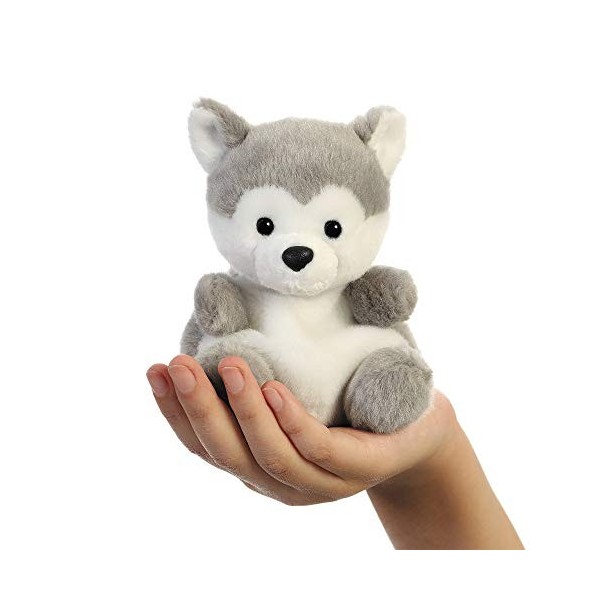 Aurora, 33474, Palm Pals, Chien Esquimau Busky, 13 cm, Peluche, Gris et Blanc