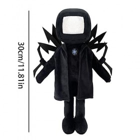Skib-idi Toilette en Peluche – Peluche Douce en Peluche Anime, Titan TV Man en Peluche, Poupées en Peluche Noires Dessin Anim