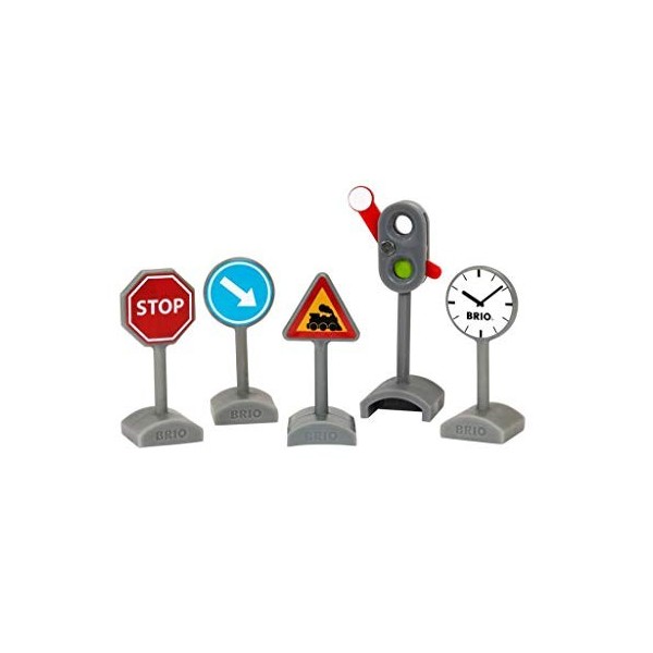 Brio World -33864 - Panneaux de Signalisation - Accessoire pour circuit de train en bois et circuit de voiture - Jouet pour g