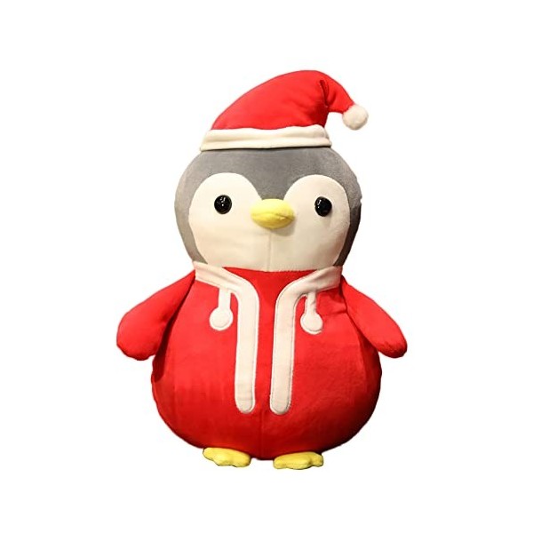 URFEDA Noël Pingouin en Peluche, 35cm Poupée de Noël, Costume de Noël Rouge Pingouin en Peluche, Coussin en Peluche, Décorati