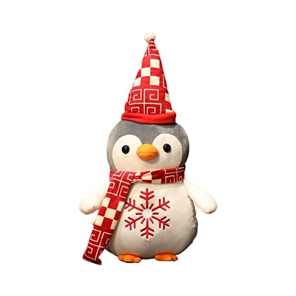 URFEDA Noël Pingouin en Peluche, 35cm Poupée de Noël, Costume de Noël Rouge Pingouin en Peluche, Coussin en Peluche, Décorati