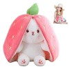 Joberio Peluche Lapin Fraise | Poupée en Peluche Lapin Pâques en Peluche - Oreiller en Peluche Doux Lapin réversible en Forme