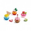 Hape E3157 Colourful Wooden Cupcakes, Realistic Pretend Play Food Kitchen Toy for Children Ages 3+ Years, Multicolor