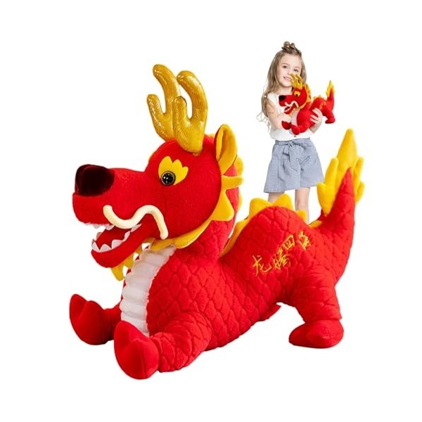 Neamou Peluche Dragon Chanceux | Mascotte Dragon Sauteur en Peluche | Peluche Dragon Chinois 2024, poupée en Peluche Dragon C