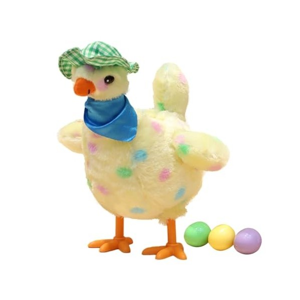 Yatlouba Animaux en Peluche chantants | Poulets pondeurs Qui chantent et Dansent - Figurine de Poulet réaliste avec Chapeau e