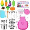 23 Accessoires Cuisine Enfant, Bestcool Jeu de rôle Jouets Ensemble de cuisine pour enfants avec casseroles et poêles en acie