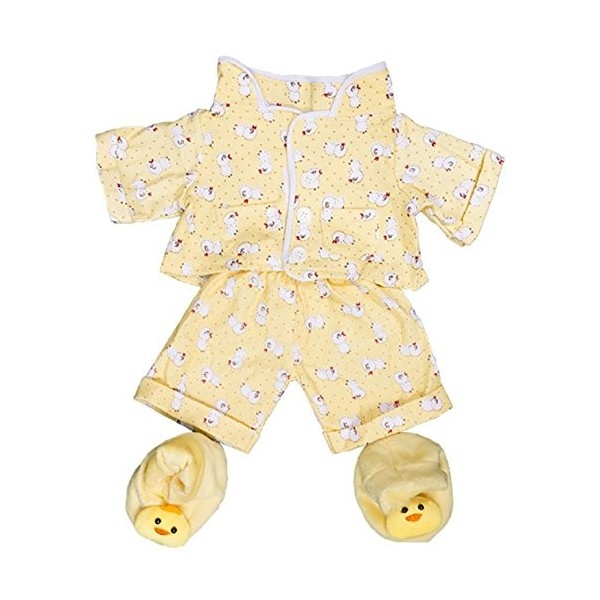 Stuffems Toy Shop PJs de Poulet Jaune w/Pantoufles en Peluche Vêtements Ours Taille Adaptable 8 « -10 » Build-A-Bear Amis et 