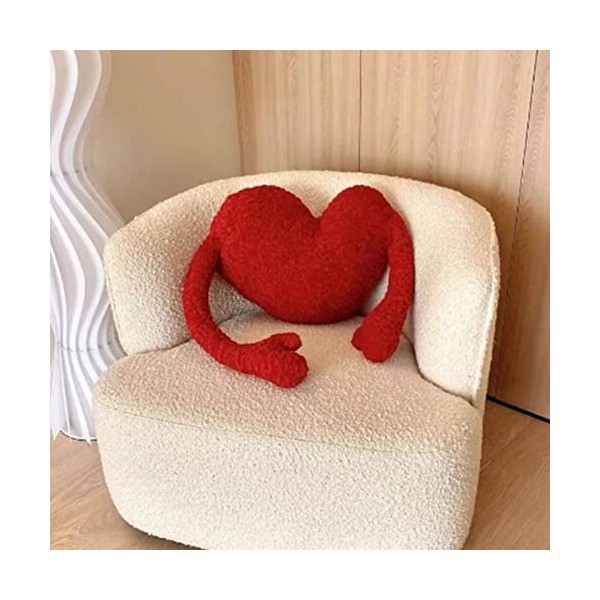 Coussins en Forme de Cœur Rouge, Coussin en Peluche Doux pour Siège, Cadeau pour Enfants, Salon et Canapé, Décoration de Joue