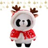 Meowleo Animal en Peluche Panda de Noël,Peluche Panda 13 Pouces avec Cape en Bois de cerf - Panda en Peluche de noël, Animal 