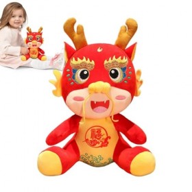 FEDIMA Peluche Mascotte Dragon Chinois, Zodiaque Dragon Nouvel an Poupée Animaux en Peluche Jouets, Jouet en Peluche Dragon d
