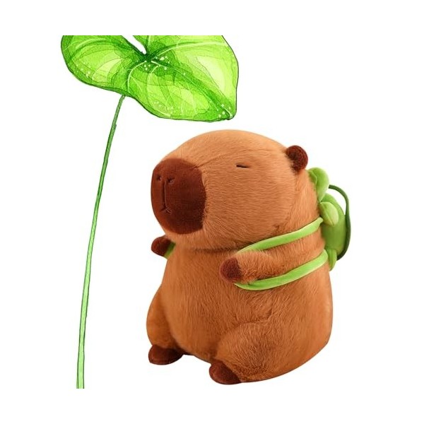 LEADICE Peluche Capybara,35cm Peluche Mignonne Capybara avec Sac à Dos Tortue, Oreiller de poupée Capybara Super Doux et Conf