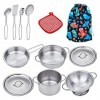 Accessoires Cuisine Enfant Casseroles et Poêles en Acier Inoxydable pour Enfants Ensemble de Cuisine pour Enfant Simulation S