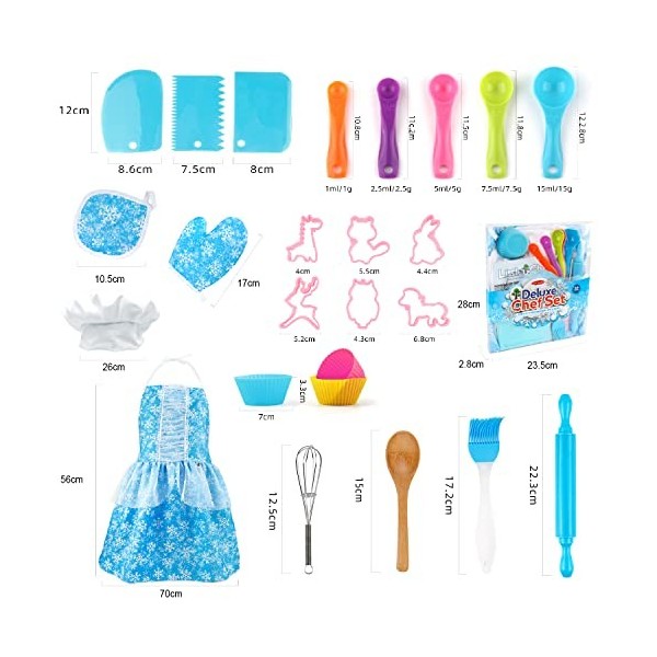 Kits de Cuisine Enfant,Kit Patisserie Enfant,Y Compris Tablier Cuisine Enfant, Toque de Chef, Les Gants, Jeu de rôle de Chef 