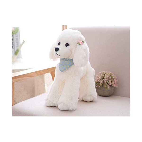 LAARNT 25cm Jouet en Peluche de Chien Mignon pour Enfants，Poupée en Peluche en Caniche Blanc，Oreiller et Doudou en Petit Cani