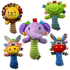 ibasenice Jouets En Peluche De Poupée Animale Cadeaux De Noël Jouets De Dentition Nouveau-nés Jouet Hochet Doux Hochet En Pel