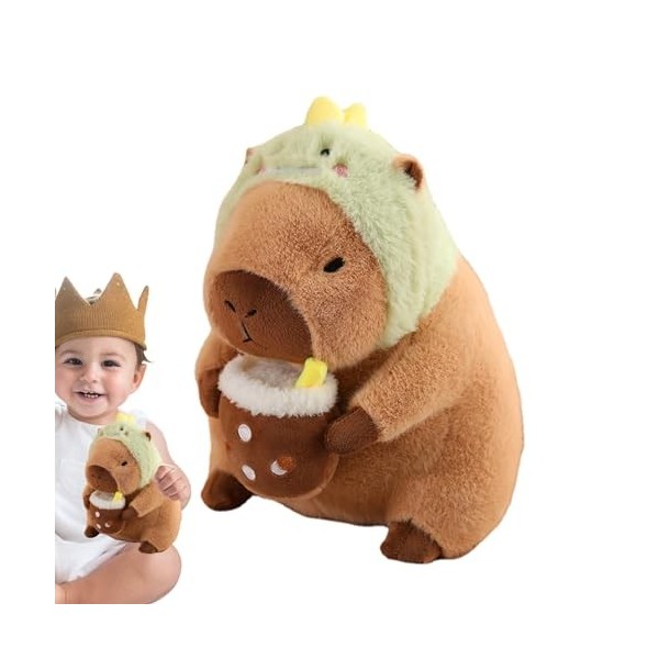 Povanjer Capybara farci,Oreiller en Peluche pour Animaux en Peluche Capybara | Couvre-tête Amovible Capybara Peluches Jouet C