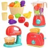 Accessoires De Cuisine pour Enfants, Accessoires De Cuisine avec Mixeur, Mixeur Plongeant, Grille-Pain 15 PièCes , Jouets Mo