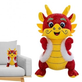 BUNIQ Peluche Dragon en Peluche, poupée Dragon Chinois en Peluche - Joli Dragon Chinois en Peluche en Costume Traditionnel Ta