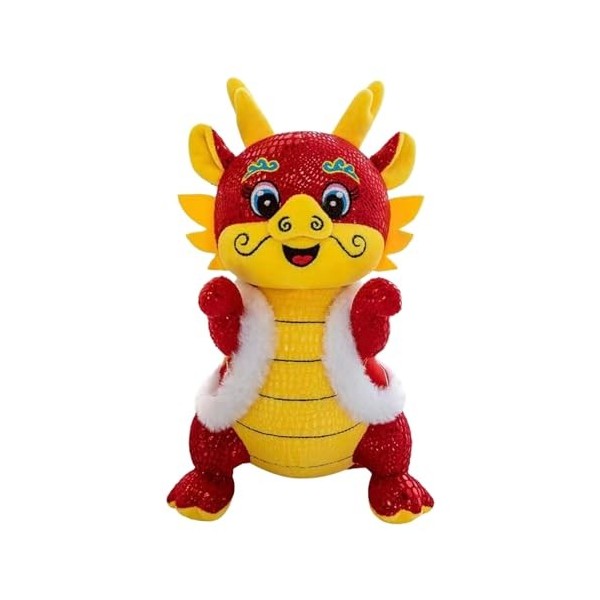 BUNIQ Peluche Dragon en Peluche, poupée Dragon Chinois en Peluche - Joli Dragon Chinois en Peluche en Costume Traditionnel Ta