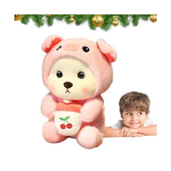 ZORQ Ours en Peluche, poupée Ours en Peluche, Oreiller en Peluche Ours de thé au Lait câlin, Cadeaux de poupée en Peluche pou