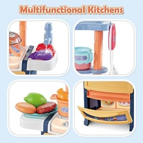 RedCrab Jeu de Rôle de Cuisine Enfants, 21Pcs Accessoires Cuisine Enfant Ensemble de Jeu de Cuisine avec Fonction Lumière, So