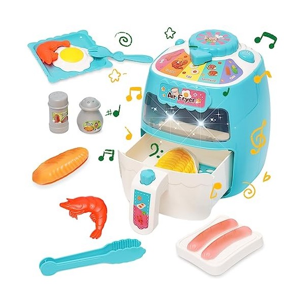 Accessoire Cuisine Enfant Air Frieder Jouets Kit de Ustensile Cuisine avec lumières et Sons Électroménager pour Enfants avec 