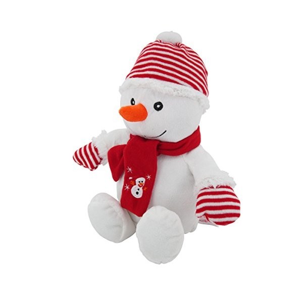 Sweety Toys 4720 - Peluche en forme de bonhomme de neige - Avec bonnet à pompon et écharpe - Rouge - 42 cm