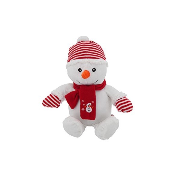 Sweety Toys 4720 - Peluche en forme de bonhomme de neige - Avec bonnet à pompon et écharpe - Rouge - 42 cm