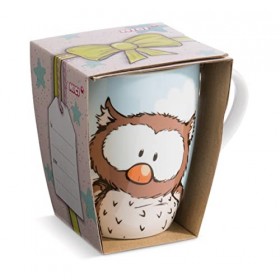 NICI Hibou Oscar 310 ML Blanc avec Banderole thé Tasse en Porcelaine mug Anse pour Boissons Froides et Chaudes, café-Super id