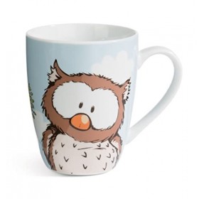NICI Hibou Oscar 310&nbsp;ML Blanc avec Banderole thé Tasse en Porcelaine mug Anse pour Boissons Froides et Chaudes, café-Super id