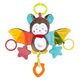 Fehn Peluche Chauve-souris - Jouet de Développement Moteur à Suspendre - Jouet déveil pour poussette, lit et siège bébé - Jo