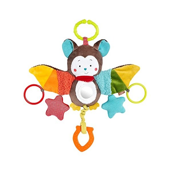 Fehn Peluche Chauve-souris - Jouet de Développement Moteur à Suspendre - Jouet déveil pour poussette, lit et siège bébé - Jo