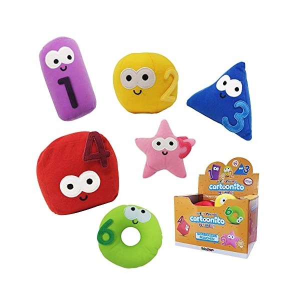 Sbabam s.r.l. - Peluche cartoonite 3 sachets avec différents sujets. Apprenez Les Chiffres avec Les Softy Friends, Multicolor