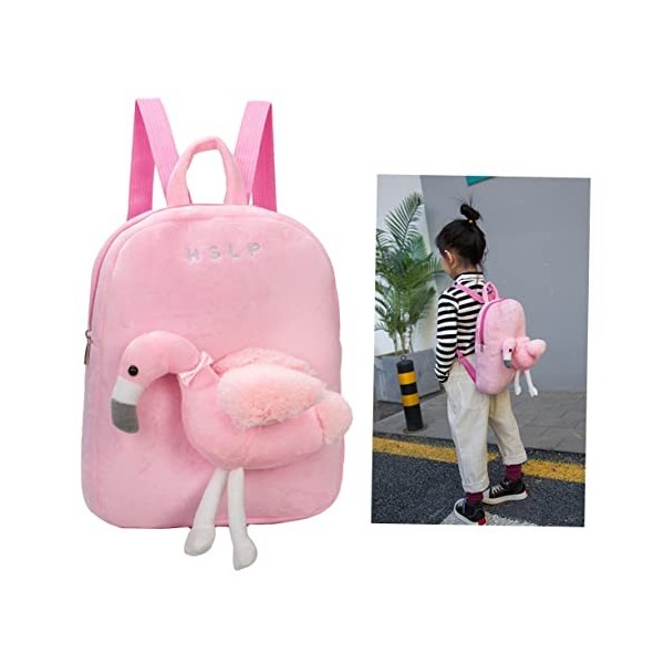 SHERCHPRY Peluches Sac en Peluche Préscolaire Sac Décole Maternelle Sac à Goûter Flamant Rose Enfant Rougir Tons De Terre