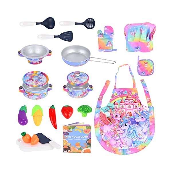 FUQUN 20Pcs Accessoires de Cuisine de Boue en extérieur, Jouets de Cuisine Accessoires Cuisine pour Enfants Batterie de Cuisi