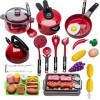 Jouets de Cuisine de Simulation,Jouets en Plastique de Cuisine de 30 Pièces, Ensemble de Jeu Dustensiles de Cuisine, Jouet d